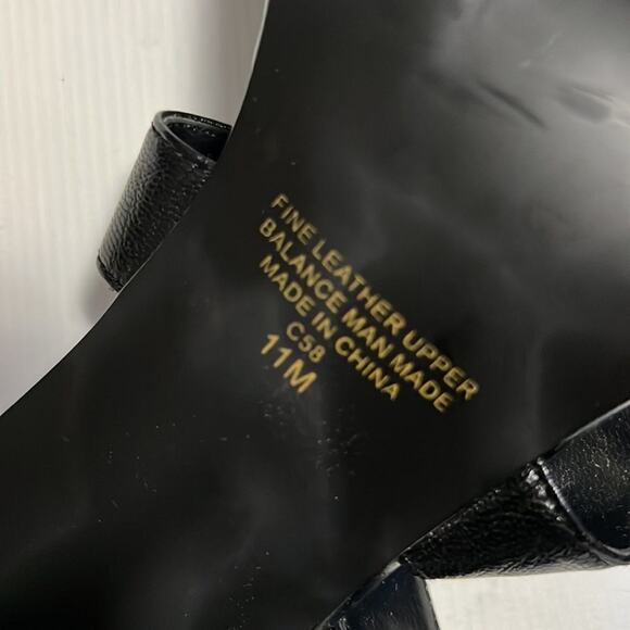 ANN MARINO BLACK LEATHER SANDALS OPEN TOE SIZE‎ 11 M - Picture 4 of 6